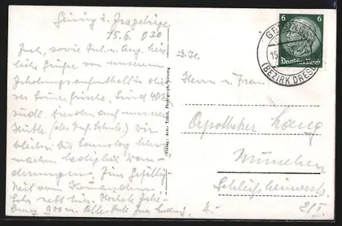 AK Geisling /Bezirk Dresden, Ortsansicht mit Kirche und umliegender Landschaft