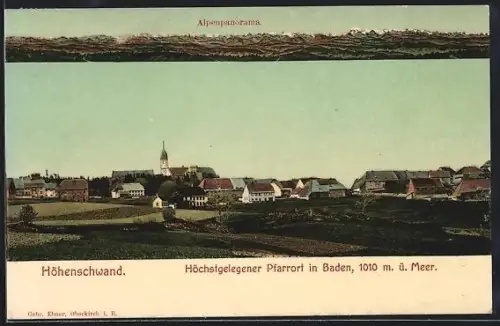 AK Höchenschwand, Höchstgelegener Pfarrort in Baden, Alpenpanorama