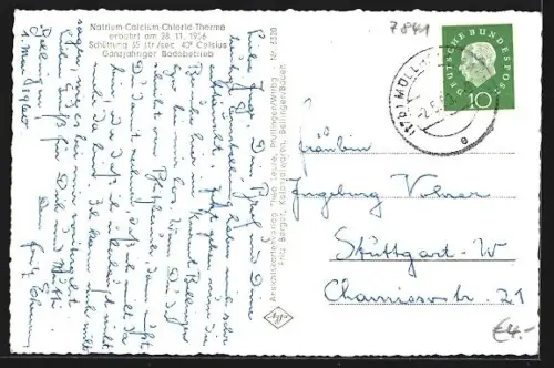 AK Bellingen /Baden, Thermalbad, Thermalquelle, Ortspartie