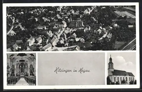 AK Hilzingen im Hegau, Kirche, Innenansicht der Kirche, Ortsansicht