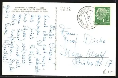 AK Unterkutterau b. St. Blasien, Gasthaus u. Pension z. Engel, Bes. B. Thoma, Landschaft