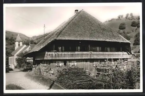 AK Wieden /Schwarzwaldhaus, Bauernhaus, Kirche