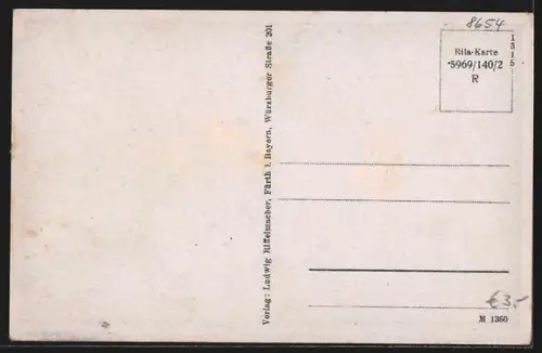 AK Marienweiher, Ortsansicht mit Kirche und Landschaft