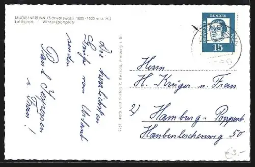 AK Muggenbrunn /Schwarzwald, Wintersporplatz, Ortsansicht