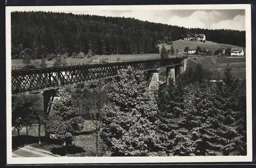 AK Freudenstadt, Bahnhofsbrücke, Waldhotel und Café Stotzinger