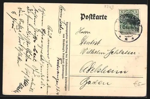 AK Furtwangen, Ortsansicht aus der Vogelschau