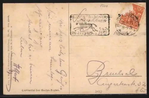 AK Lichtental bei Baden-Baden, Ortsansicht mit Kirche und Burg