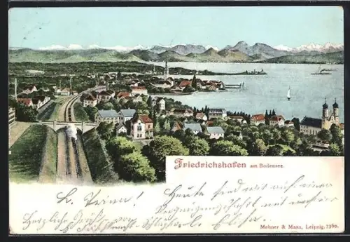 AK Friedrichshafen am Bodensee, Ortsansicht, Hafen, Kirche