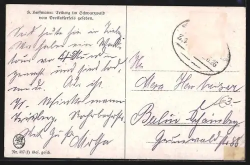 Künstler-AK Triberg im Schwarzwald, Ansicht vom Dreikaiserfels