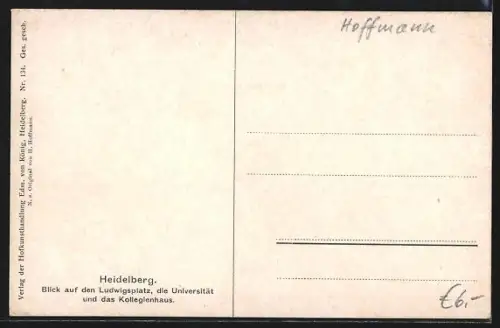 Künstler-AK Heidelberg, Ludwigplatz, Universität, Kollegienhaus