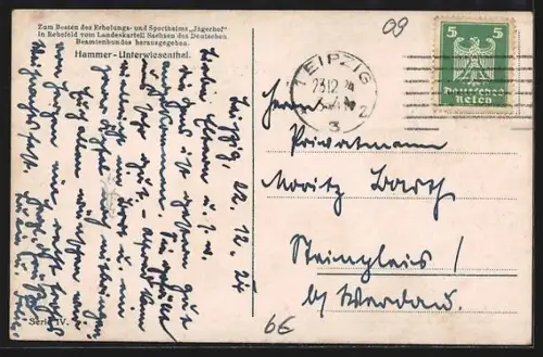 Künstler-AK Hammer-Unterwiesenthal, Erholungs- und Sportheim Jägerhof, Landschaftspanorama