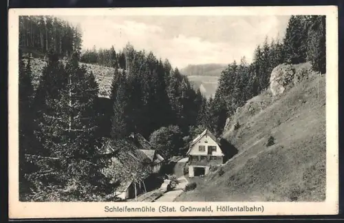 AK Grünwald / Lenzkirch, Schleifenmühle an der Höllentalbahn