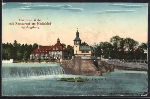 AK Augsburg, Neues Wehr, Restaurant am Hochablass