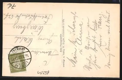 AK Lorch a. Rh., Stadtansicht mit Kirche und Burgruine