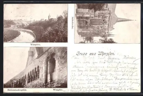 AK Wimpfen, Stadtansicht, Stiftskirche, Hohenstaufenpfalz