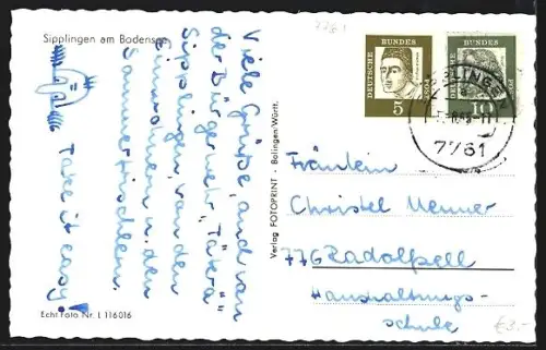 AK Sipplingen am Bodensee, Ortsansicht mit Kirche und Uferpromenade