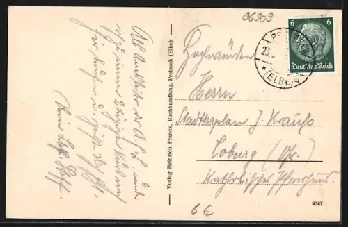 AK Pretzsch /Elbe, Schloss, Dampfschiff auf der Elbe