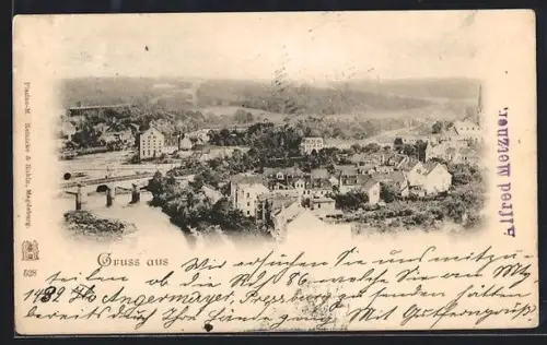 AK Bad Kösen, Ortsansicht mit Brücke