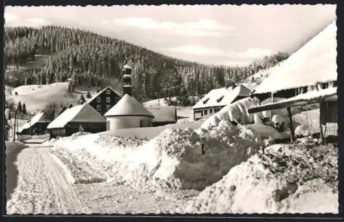 AK Schluchsee-Äule /Schwarzwald, Verschneites Bergdorf