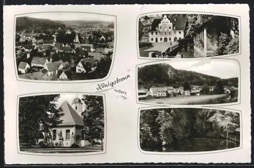 AK Königsbronn /Württ., Ortsansicht, Kirche, See