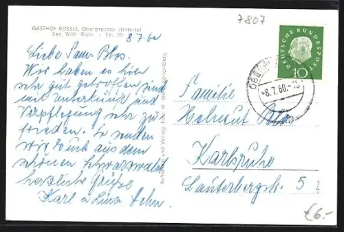 AK Oberprechtal /Hintertal, Gasthaus zum Rössle, Inh. Wilh. Blum