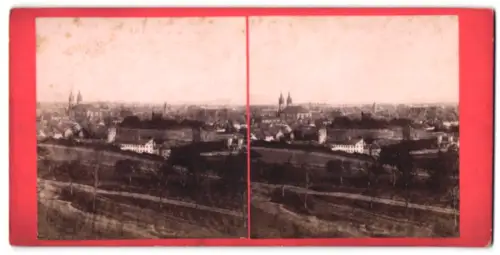 Stereo-Fotografie F. Fridrich, Prag, Ansicht Eger, Totalansicht mit Kirche
