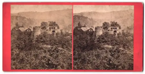 Stereo-Fotografie F. Fridrich, Prag, Ansicht Teplitz, Blick von der Wilhelmshöhe gegen die Rosenburg
