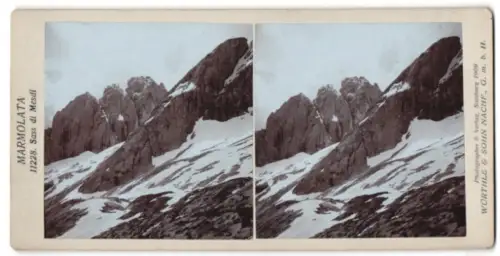Stereo-Fotografie Würthle & Sohn Nachf., Salzburg, Ansicht Sass di Mesdi /Marmolata, Verschneite Berggipfel