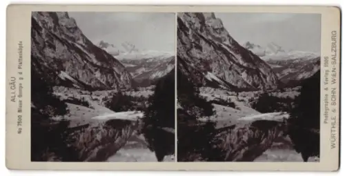 Stereo-Fotografie Würthle & Sohn, Salzburg, Ansicht Iffeldorf, Blaue Gumpe /Allgäu, Blick gegen die Plattenköpfe