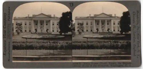 Stereo-Fotografie Keystone View Company, Meadville /PA, Ansicht Washington D.C., The White House, North Front