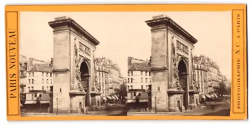 Stereo-Fotografie N. C., Paris, Ansicht Paris, Le Porte St. Denis