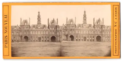 Stereo-Fotografie N. C., Paris, Ansicht Paris, L`Hôtel de Ville