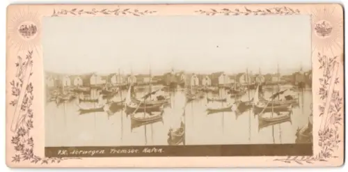 Stereo-Fotografie unbekannter Fotograf, Ansicht Tromsoe, Boote im Hafen