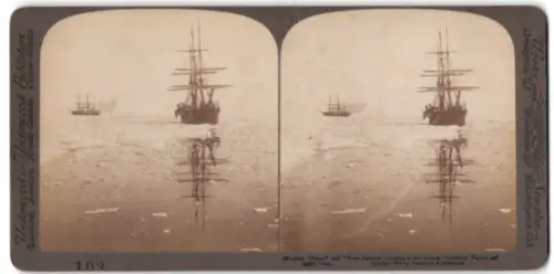 Stereo-Fotografie Underwood & Underwood, New York, Walfänger Diana und Nova Zembia im arktischen Meer, Walfang