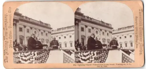 Stereo-Fotografie Whiting View Co., Cincinnati / OH, Ansicht Washington D.C., Admiral Dewey and Opening Prayer, 1899