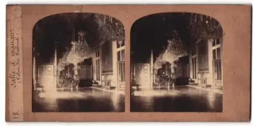 Stereo-Fotografie unbekannter Fotograf, Ansicht Paris, Salle a manger Palais des Tuileries, Halt gegen das Licht