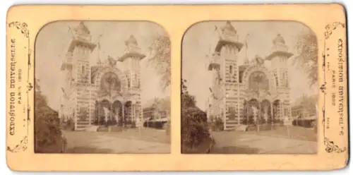 Stereo-Fotografie Adolphe Block, Paris, Exposition Universelle Paris 1889, Pavillon de la Bolivie, Halt gegen das Licht