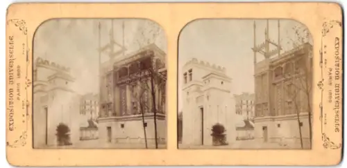 Stereo-Fotografie A. Block, Paris, Exposition Universelle Paris 1889, Maison assyrienne et Phénicienne, Hold to Light