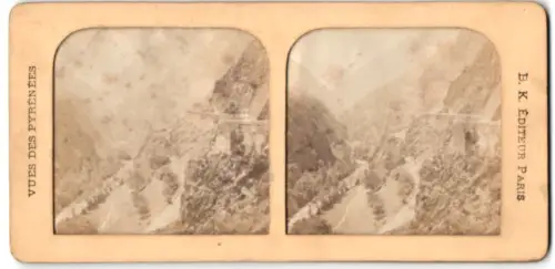Stereo-Fotografie Adolphe Block, Paris, Ansicht Cauterets, Valle de Cauterets prise des rochers, Halt gegen das Licht