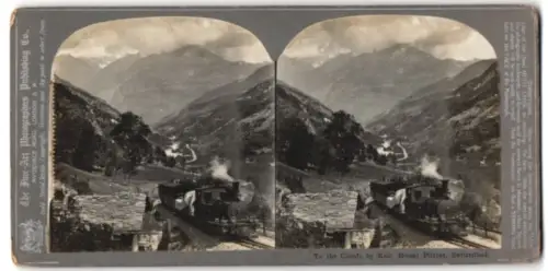Stereo-Fotografie Fine-Art Photog. Co., London, Pilatusbahn to the Clouds by Rail, Mount Pilatus
