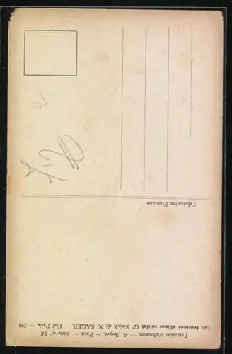 Künstler-AK Xavier Sager: Junge Frau in Uniform mit Gewehr