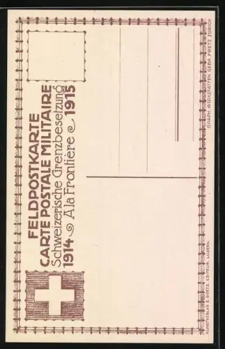 Künstler-AK Carl Moos: schweizer Grenzbesetzung, Soldat mit Bajonett