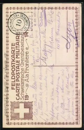 Künstler-AK Carl Moos: Schweizerische Grenzbesetzung 1914, Prosit Neujahr, Wachposten