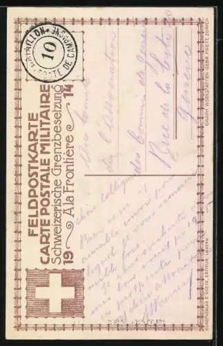 Künstler-AK Carl Moos: Schweizerische Grenzbesetzung 1914, Ausmarsch