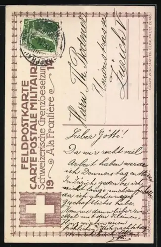 Künstler-AK Carl Moos: schweizer Grenzbesetzung, Soldat mit Bajonett