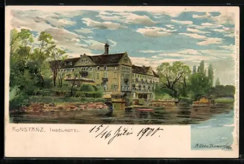 Künstler-AK Zeno Diemer: Konstanz, Ansicht vom Inselhotel