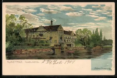 Künstler-AK Zeno Diemer: Konstanz, Ansicht vom Inselhotel