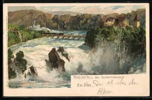 Künstler-AK Zeno Diemer: Schaffhausen, Rheinfall