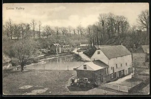 AK Loose Valley, Panorama mit Strassenpartie