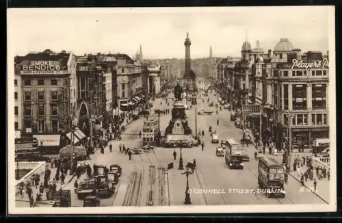 AK Dublin, O`Connell Street with buses and trams